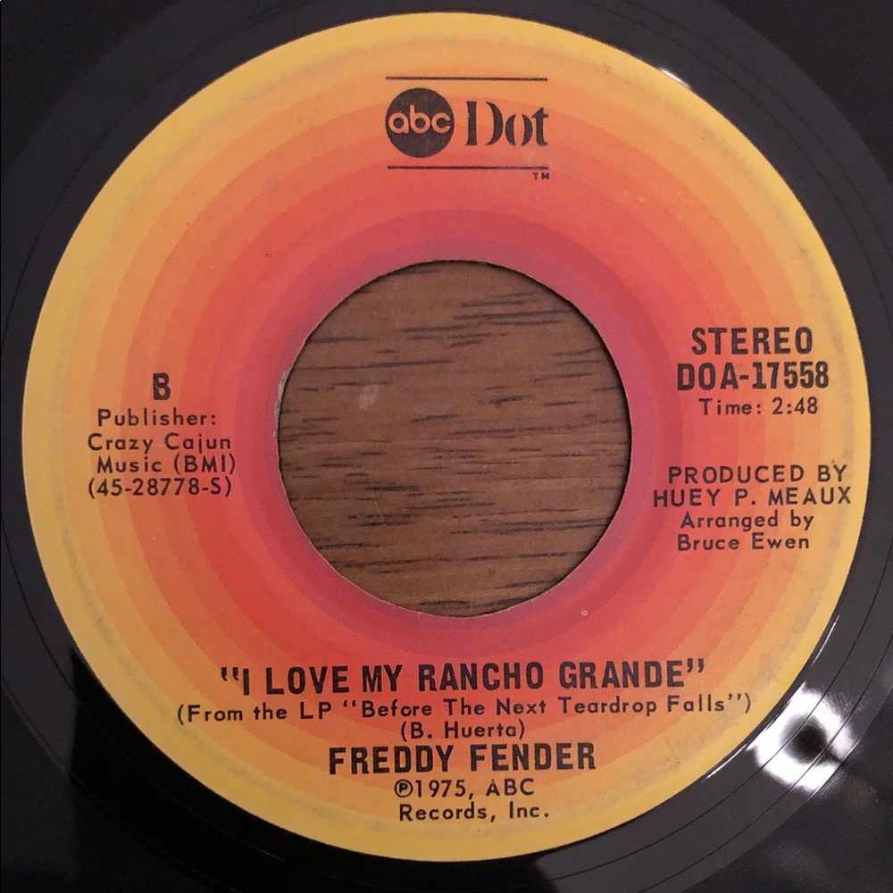 Freddy Fender Wasted Days & Wasted Nights 1975 Vinyl 45 RPM Record